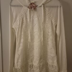 Belle Du Jour White Lace Hoodie